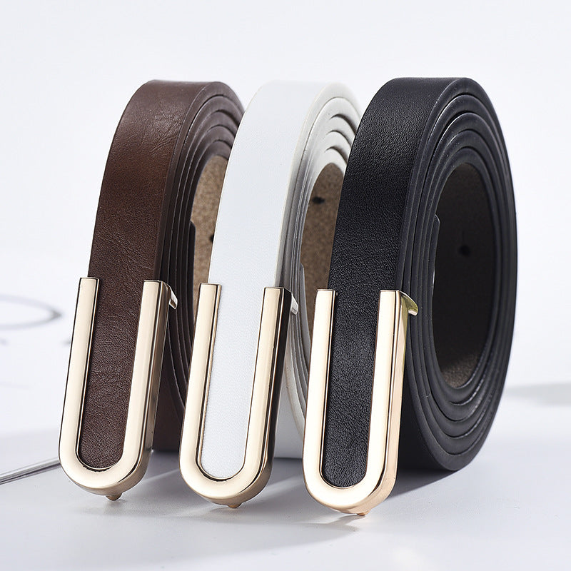 Women's Snap Button Simple Thin Female Ornament Belts