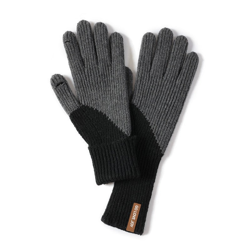 Women's Knitted Outdoor Plus Fluff Thickened Warm Gloves