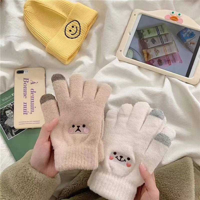 Cute Thickening Smiley Touch Screen Korean Gloves