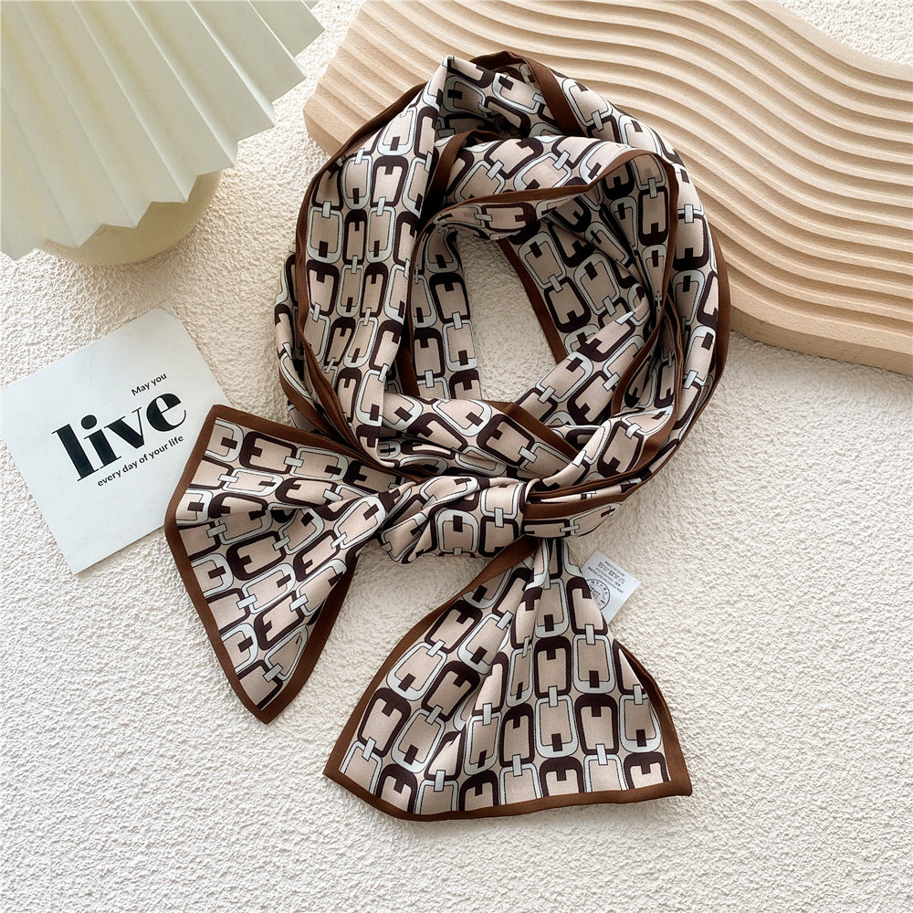 Women's Long Versatile Thin Decorative Ribbon Double-sided Scarfs