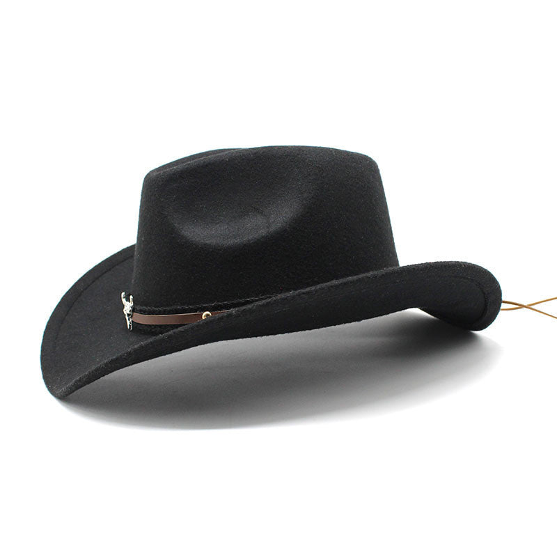 Women's Label Western Denim Top Hat Woolen Fedora Felt Hats & Caps