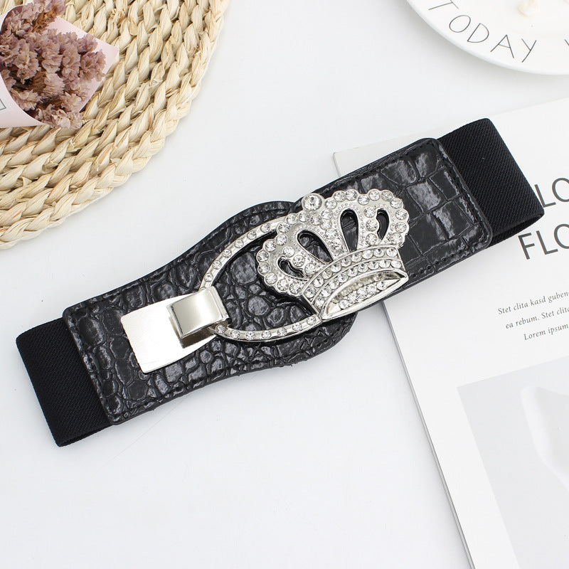 Women's Pair Of Buckles Elastic Waist Seal Fashion Dress Decoration Belts