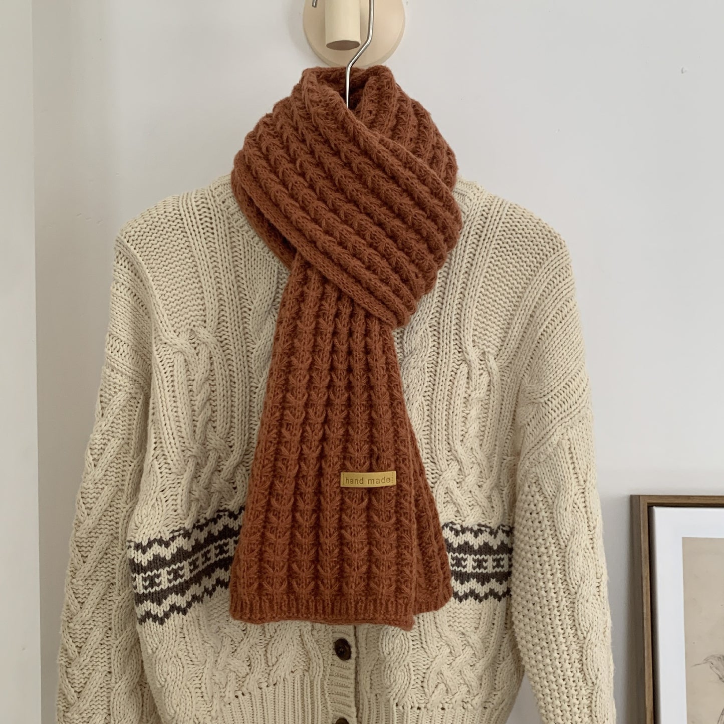 Women's Winter Solid Color Woolen Knitted Korean Scarfs