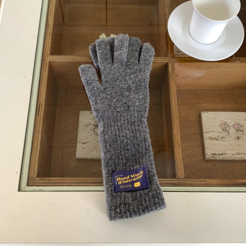 Women's Knitted Long Winter Five Finger Warm Gloves