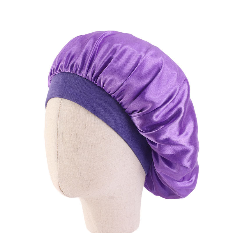 Children's Silk Nightcap Solid Color Elastic Shower Kids' Headwear