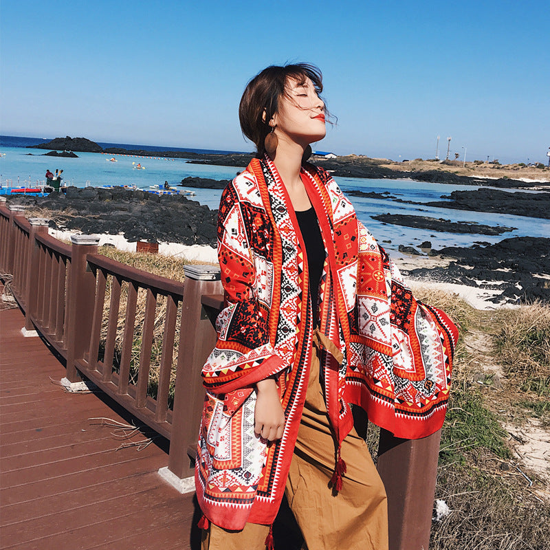 Ethnic Print Travel Outdoor Shawl Air-conditioned Scarfs