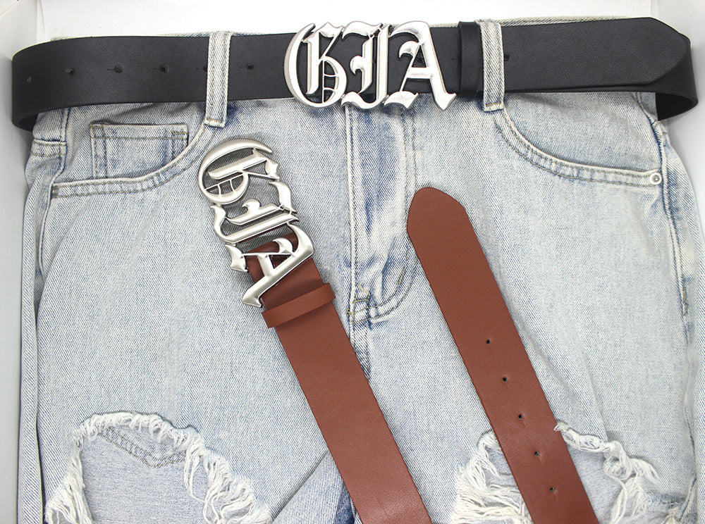 Trendy Retro Punk Distressed Letters Korean Belts