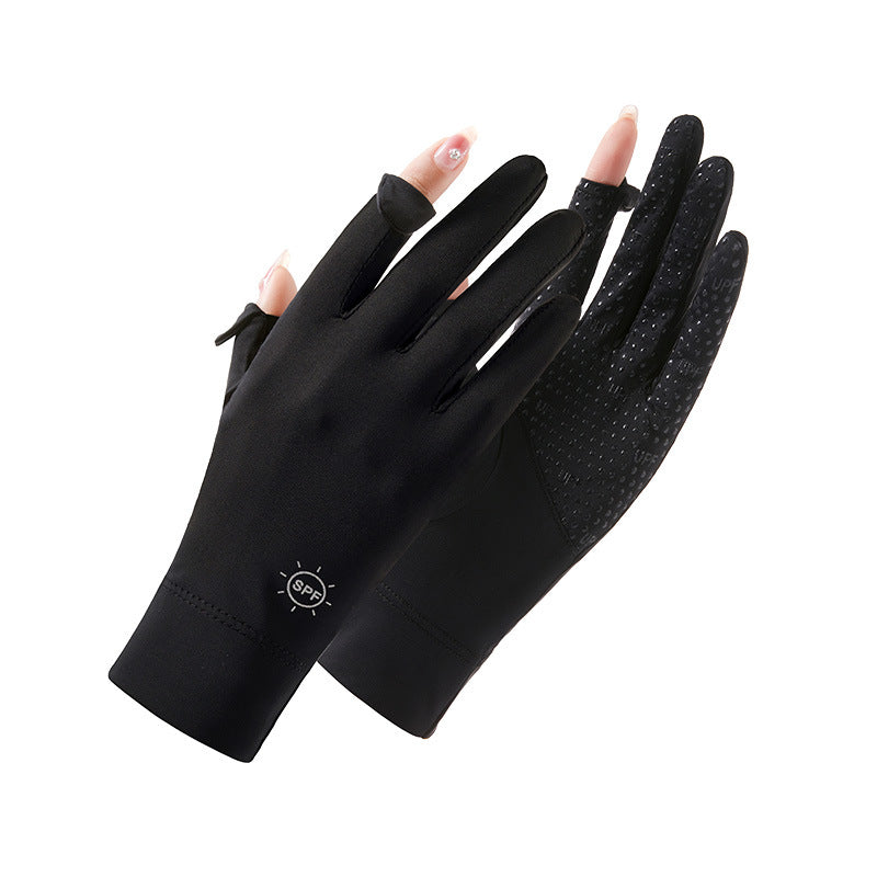 Women's Silk Summer Thin Breathable Driving Touch Screen Gloves