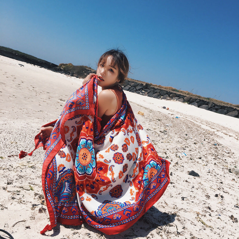 Ethnic Print Travel Outdoor Shawl Air-conditioned Scarfs