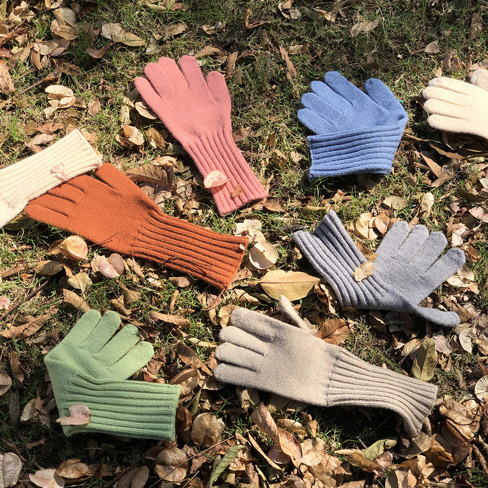 Color Warm Keeping Knitted Playable Mobile Gloves