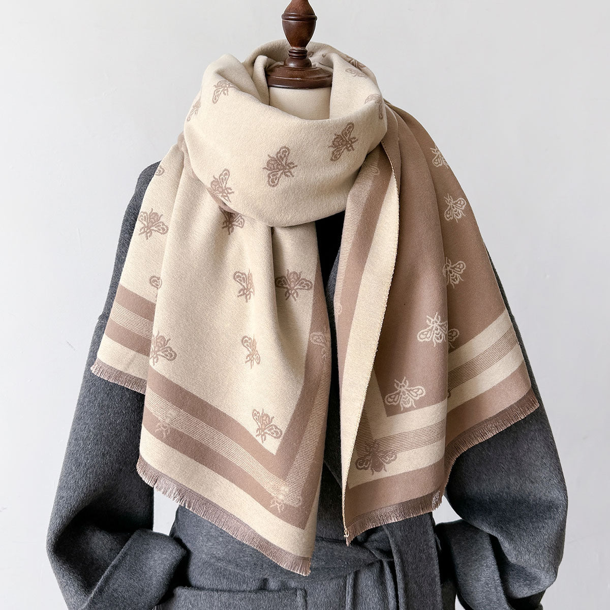 Women's Korean Geometric Fashion Double-sided Warm Thickened Scarfs