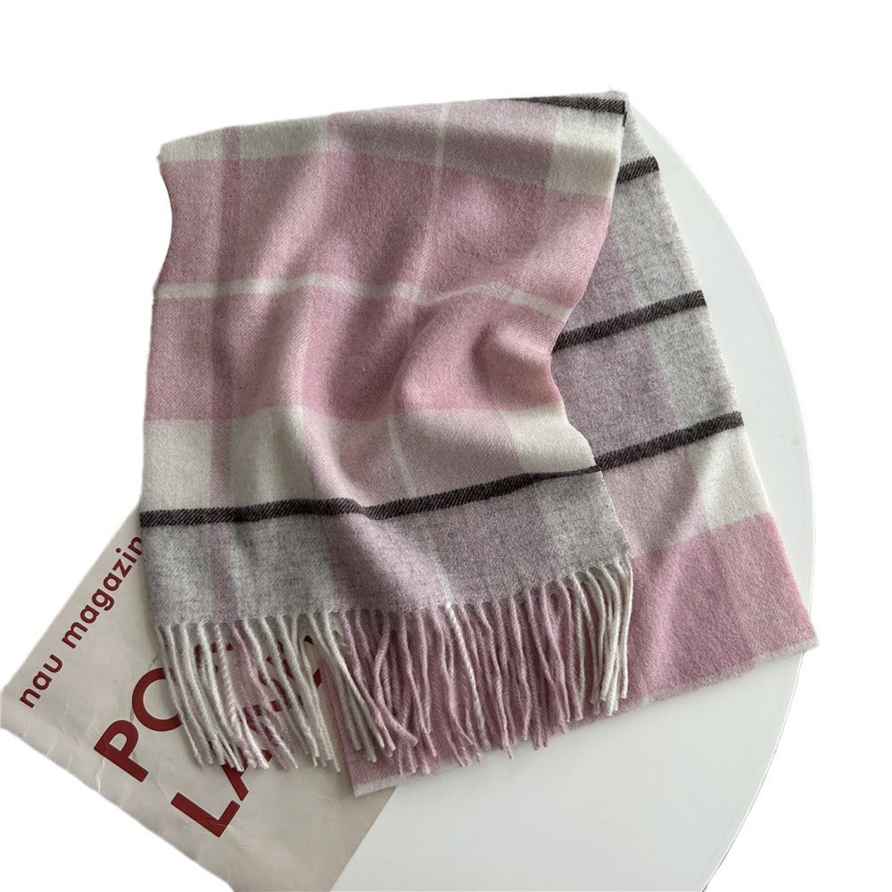 Men's Pure Wool Plaid For Female Winter Scarfs