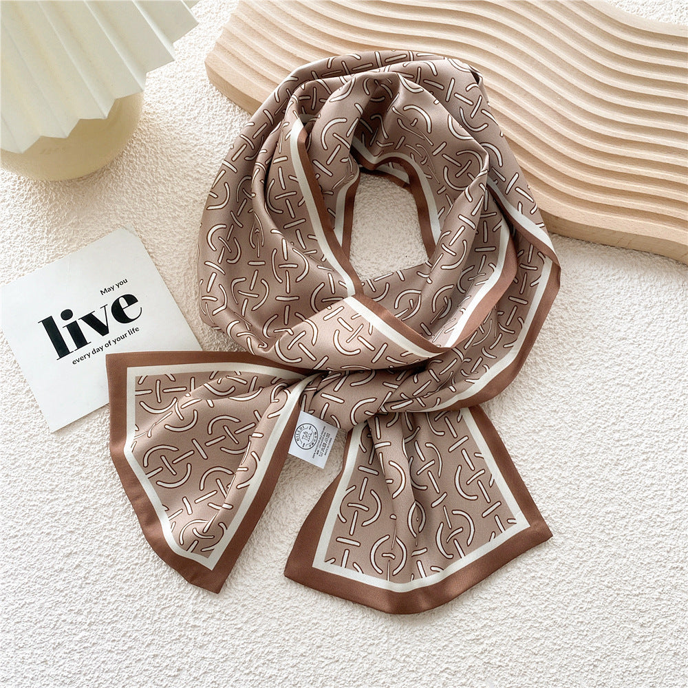 Women's Long Versatile Thin Decorative Ribbon Double-sided Scarfs