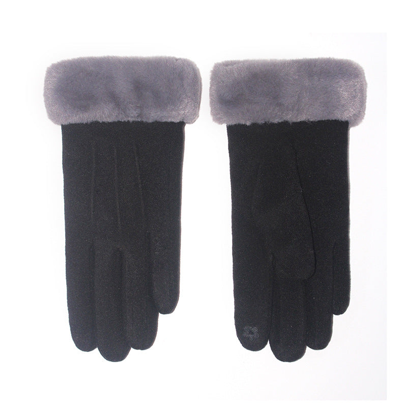 Women's Winter Thermal Fleece-lined Thickened Cold Protection Touch Screen Riding Gloves