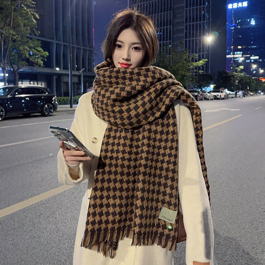 Women's Winter High-grade Plaid Korean Warm Versatile Scarfs