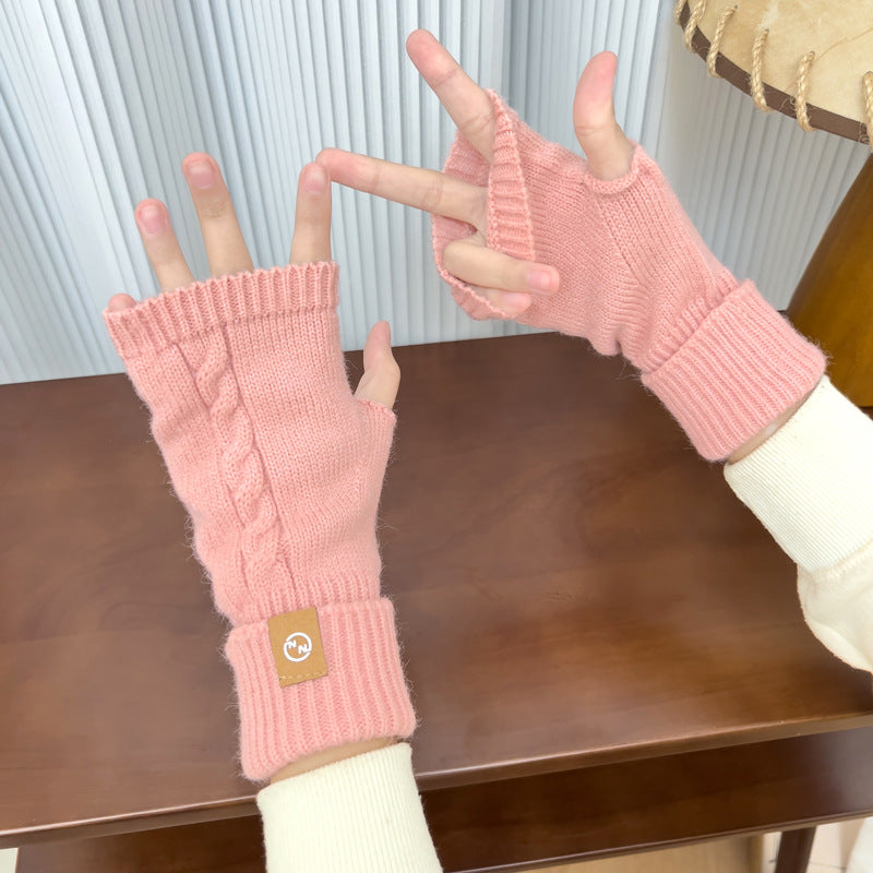 Women's Riding Touch Screen Open Finger Knitted Gloves