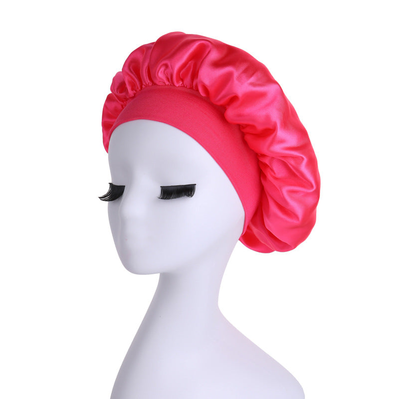 Women's Brim High Elastic Satin Nightcap Beauty Hairdressing Hair Hats & Caps