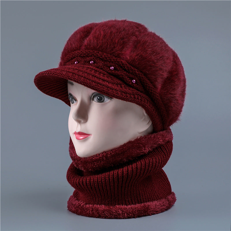 Women's Woolen For The Elderly Mother Rabbit Hats & Caps