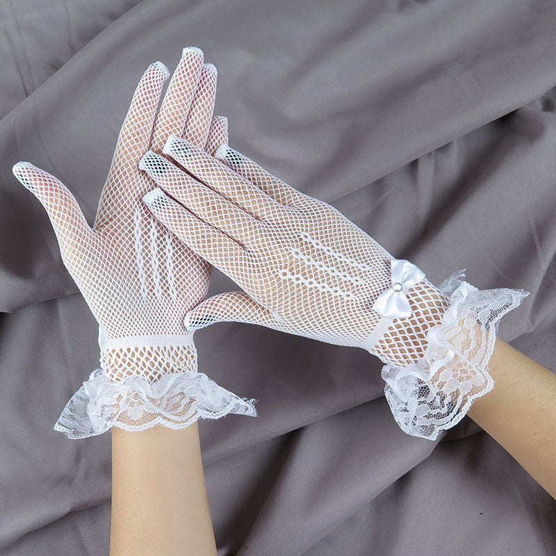 Women's For Summer Fishnet Full Finger Elastic Gloves