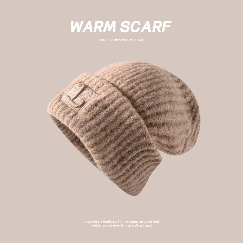 Women's Woolen Knitted Pile Style Beanie Plush Hats & Caps