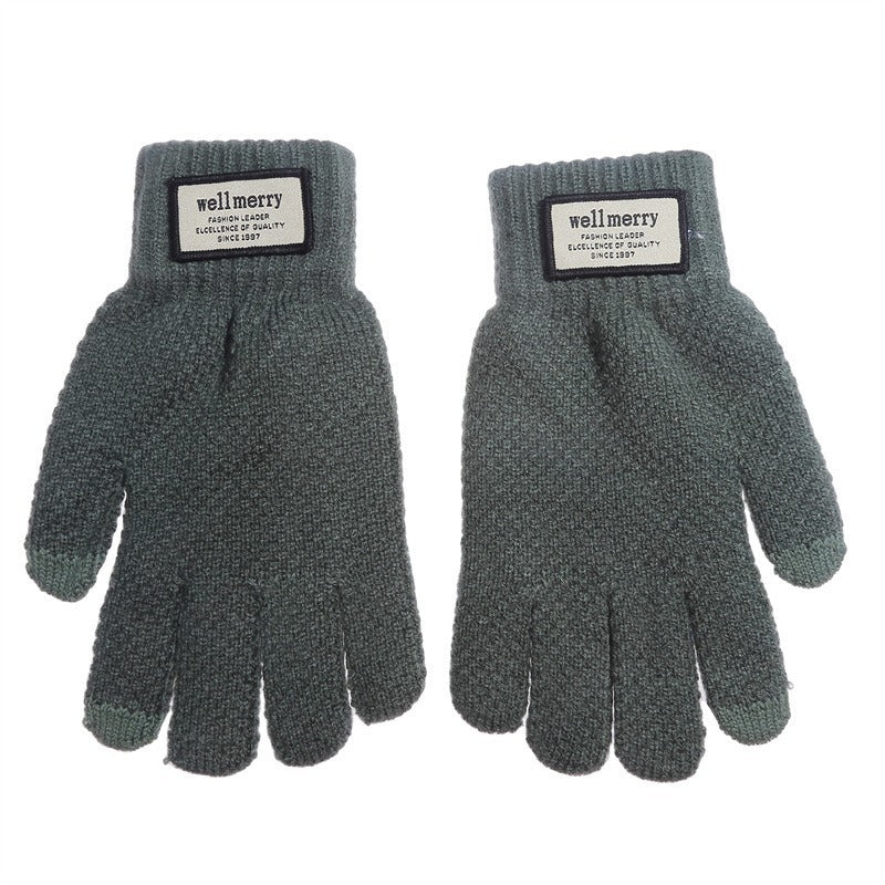 Men's Knitted Plus Size Fleece-lined Thicker Jacquard Gloves