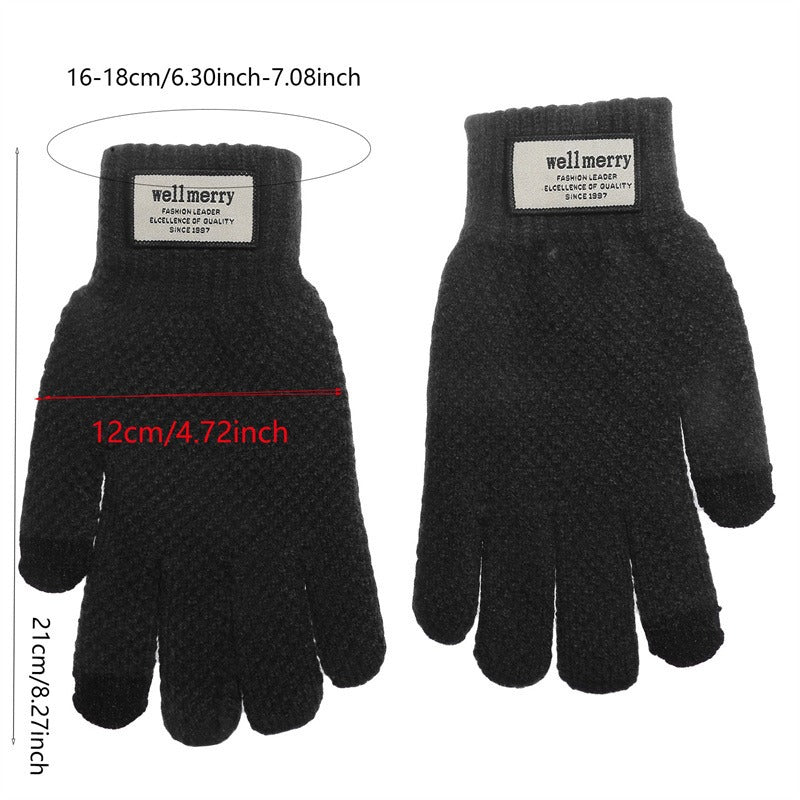 Men's Knitted Plus Size Fleece-lined Thicker Jacquard Gloves