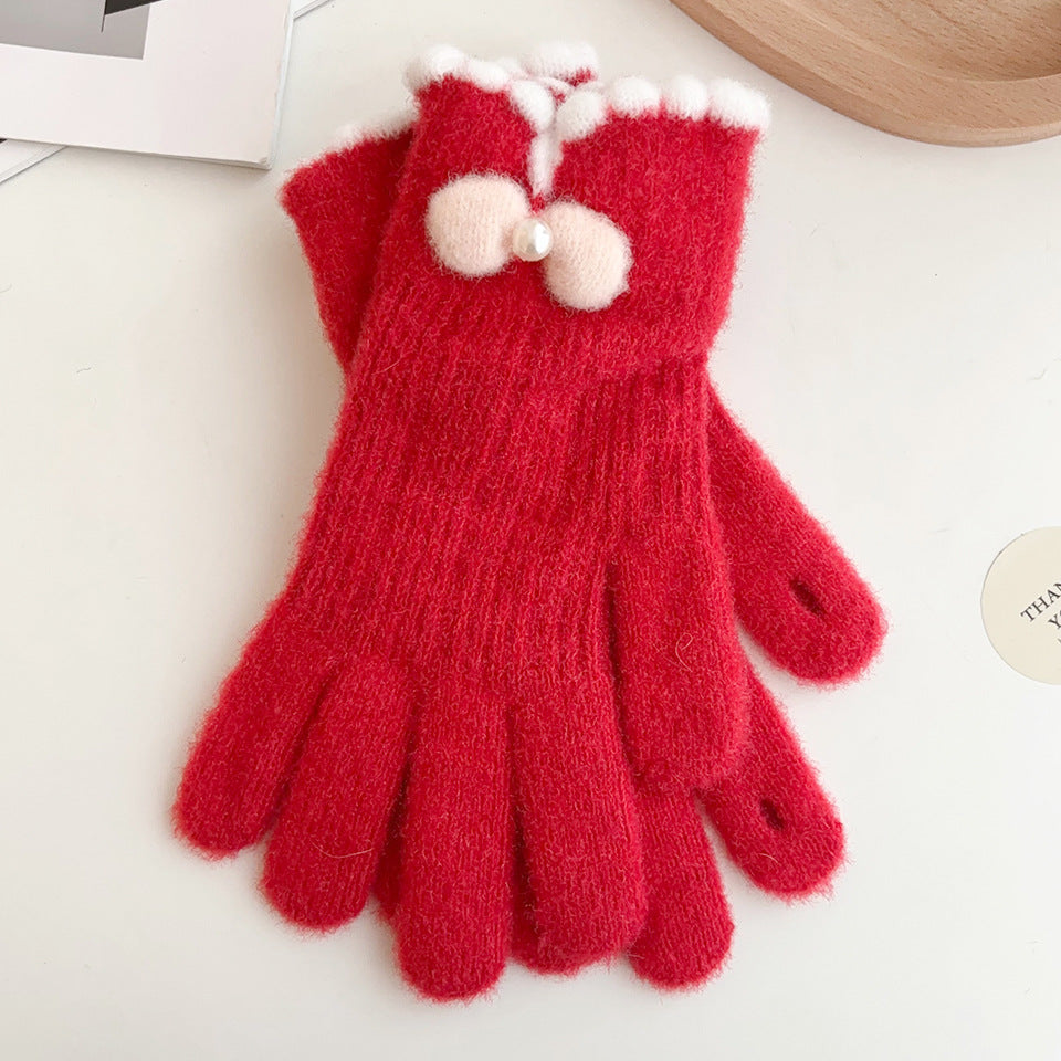 Women's Warm Cold Protection Thickening Exposed Two Fingers Touch Gloves