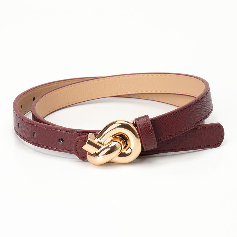 Women's High Sense Female Alloy Snap Button Knotted Belts