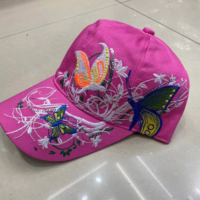 Women's Summer Ethnic Style Embroidered Travel Cover Face Hats & Caps