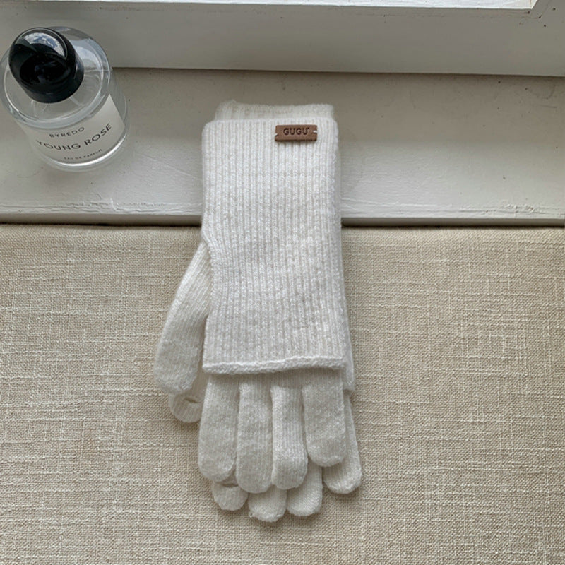 Women's Knitting Wool Split Finger Riding Tide Gloves