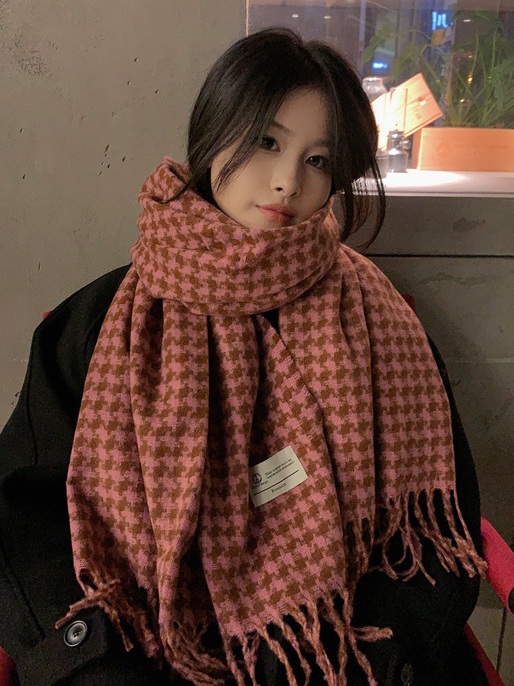 Plaid Female Winter Thickened Warm High-grade Scarfs