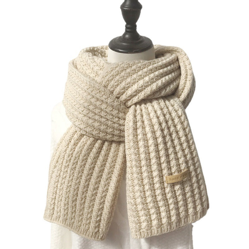 Women's Winter Solid Color Woolen Knitted Korean Scarfs