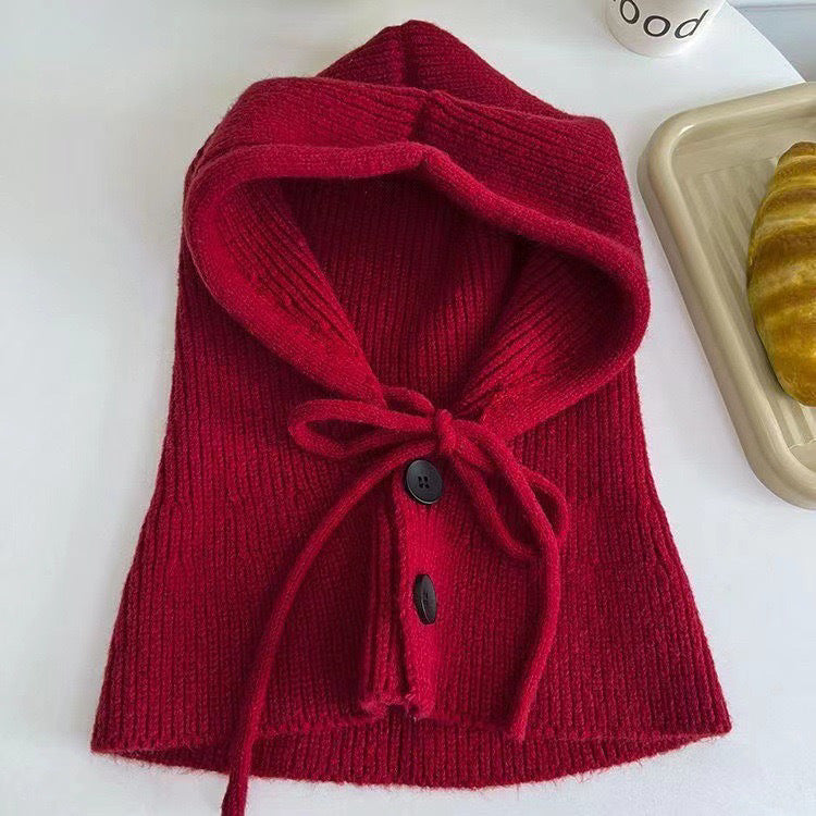 Women's Winter Warm Hat Integrated Knitted Earflaps Scarfs