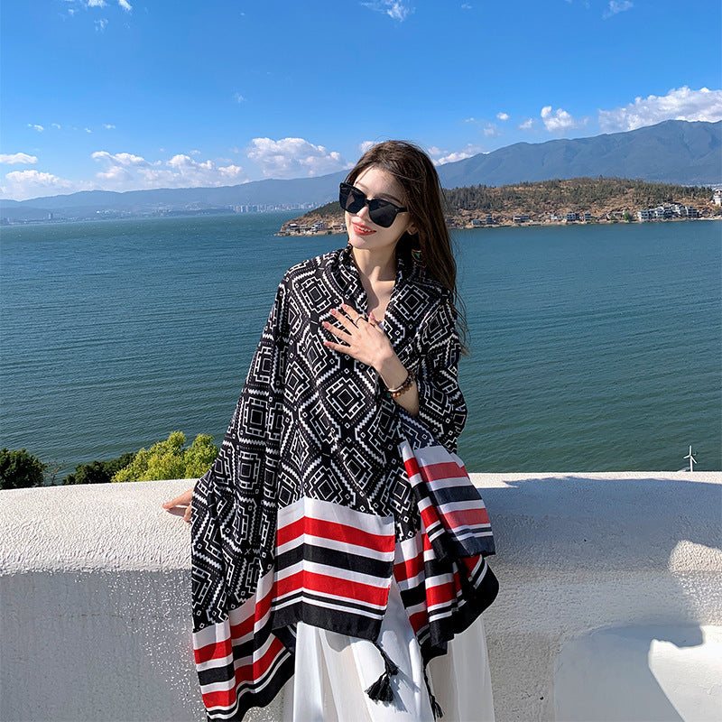 Ethnic Print Travel Outdoor Shawl Air-conditioned Scarfs