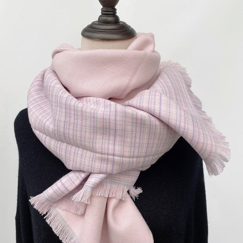 Women's & Men's Plaid Winter Versatile Simple Beige Couple Short Scarfs