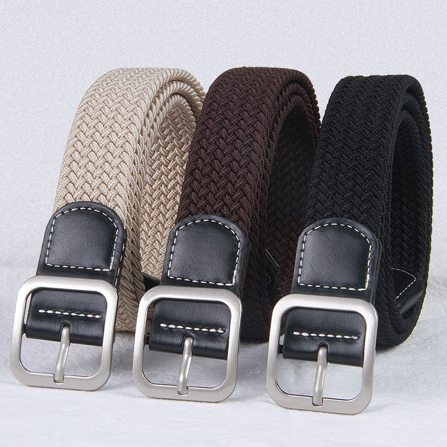 Women's & Men's Woven Elastic Pant Korean Casual Pin Belts