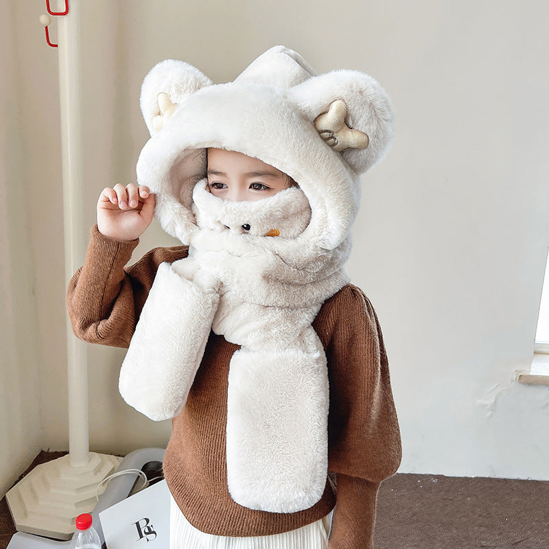 Women's Bear Hat One Hooded Winter Warm Hats & Caps