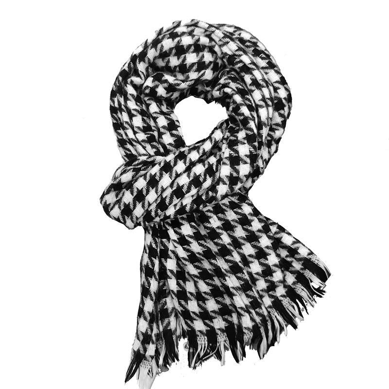 Women's Winter Contrast Color Couple Warm Plaid Scarfs