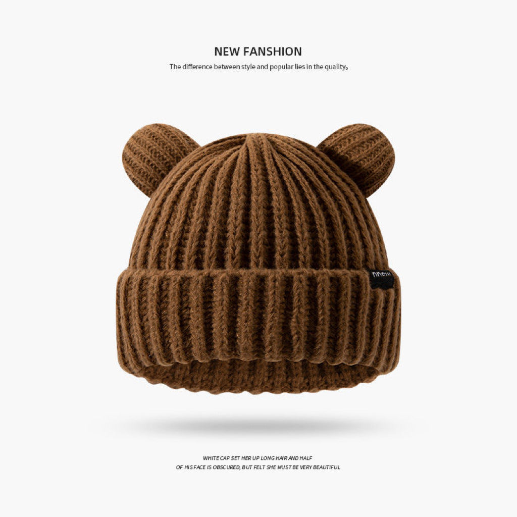 Women's Style Cute Winter Bear Plush Knitted Earflaps Hats & Caps