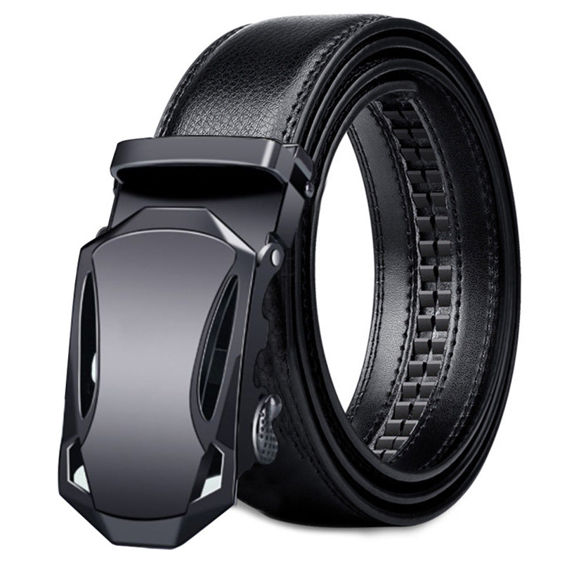 Men's Leather Automatic Buckle Business Cowhide Medium Belts