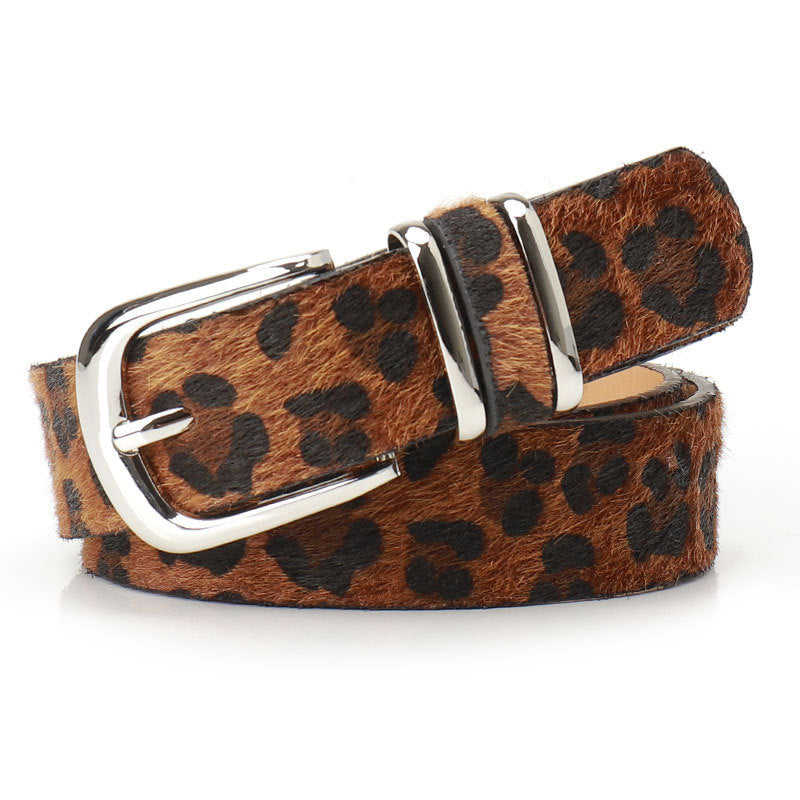 Women's Leopard Print Double Shank Trend Coat Belts