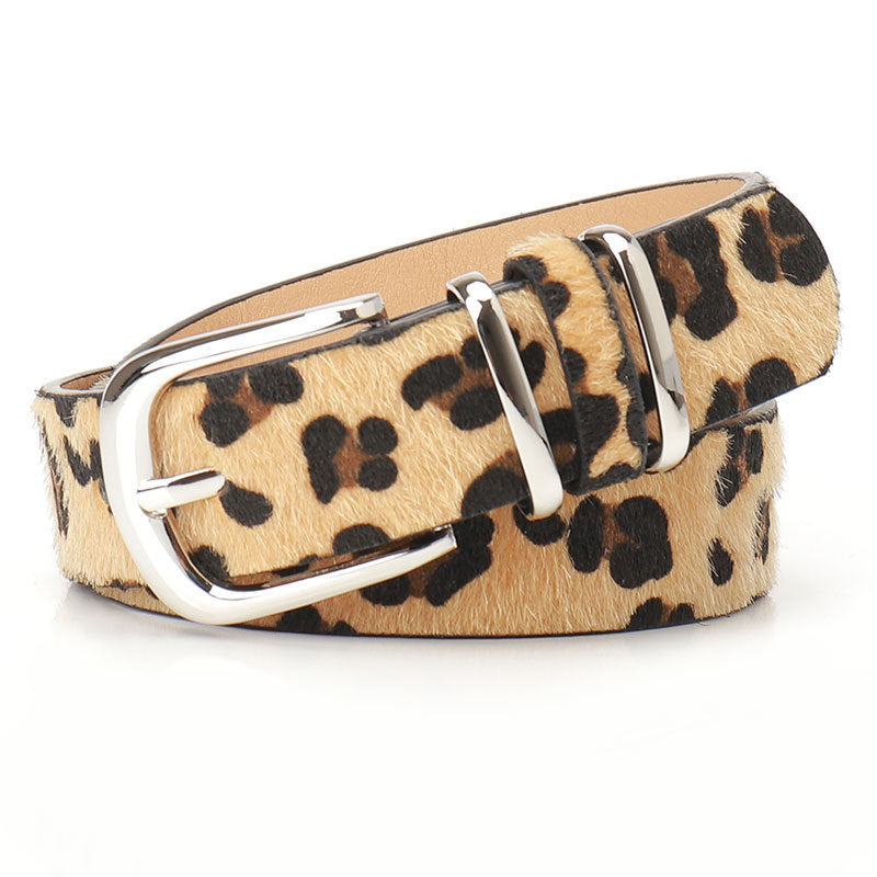 Women's Leopard Print Double Shank Trend Coat Belts