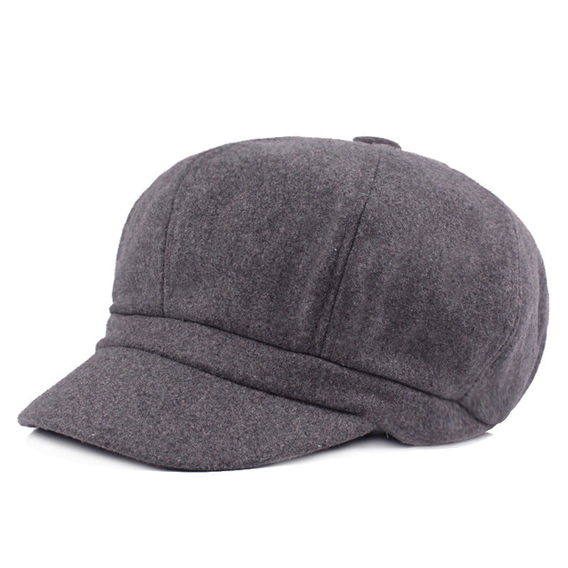 Women's & Men's Versatile Simple Retro Woolen Octagonal Painter Hats & Caps