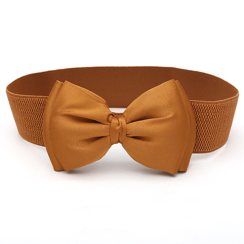 Women's Wide Seal Black Three-dimensional Bow Clothing Belts