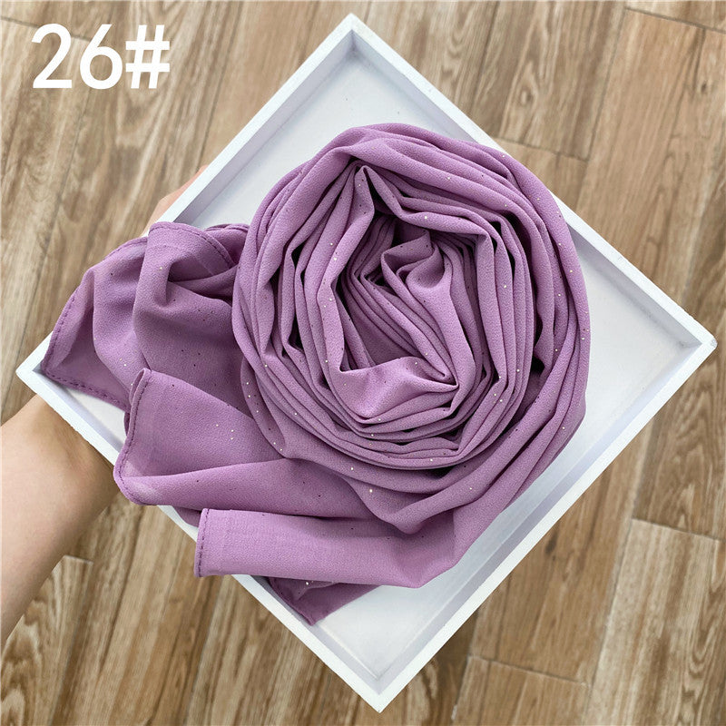 Women's Color Gold Sprinkling Chiffon Fashion Ethnic Scarfs