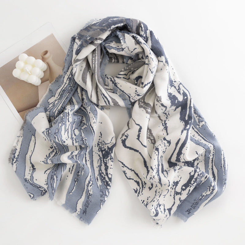 Women's Fresh Sweet Vertical Pattern Marble Listed Scarfs