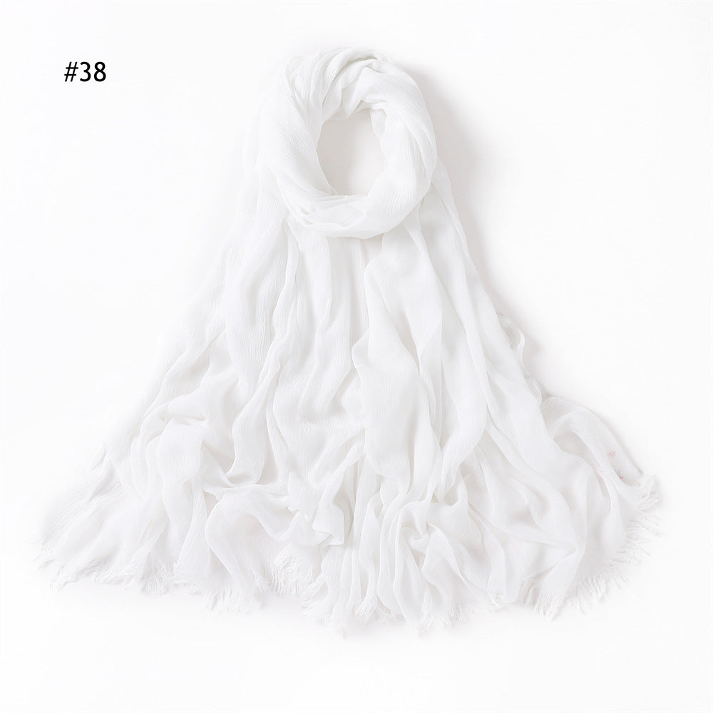 Women's Pleated Solid Color Rayon Split Breathable Scarfs