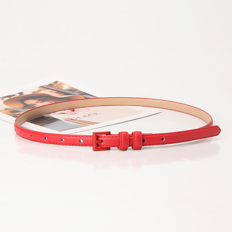 Women's Leather High-grade Candy Color Thin Decorative Belts