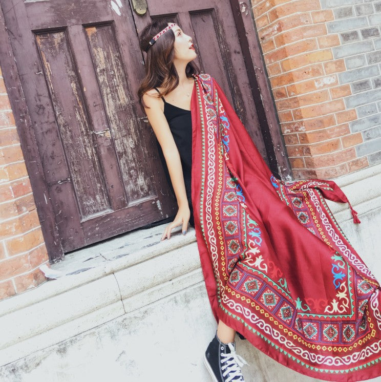 Ethnic Print Travel Outdoor Shawl Air-conditioned Scarfs