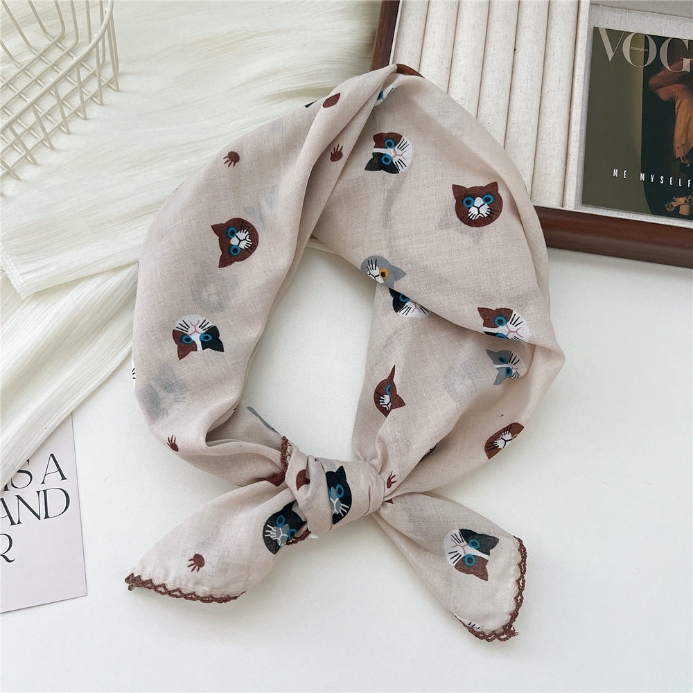 Women's Korean Style Small Square Towel Silk For Soft Scarfs